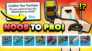 NOOB Spends $100 in Pixel Gun 3D and Becomes a PRO! [New Update]