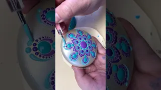 How to paint a dot mandala on a light colored stone Full video on YouTube #art #satisfying #artist