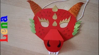 Drachen basteln mit Lena 🐉 How to make dragon mask DIY 🐉 как сделать маску дракона из бумаги
