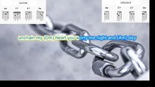 Unchain my Heart by Joe Cocker play along with scrolling guitar chords and lyrics