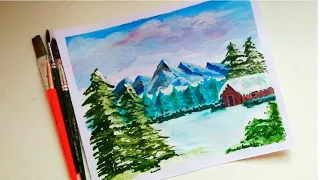 How to Paint A Winter Scenery |Acrylic Painting Tutorial For Beginners