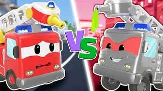 EVIL ROBOT FIRETRUCK causes chaos in the farm! Super Robot to the rescue! - Super Robot Truck Fights