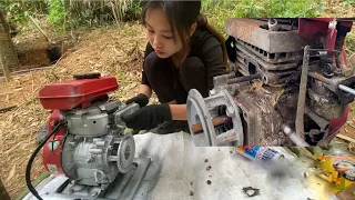 The genius girl successfully restored the engine