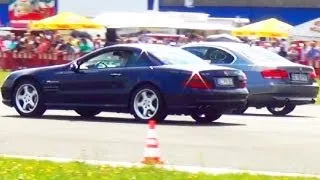 Mercedes SL 55 AMG vs BMW 335i Coupe Drag Race 1/4 Meile Viertelmeile Rennen Acceleration