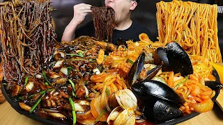 ASMR MUKBANGㅣSeafood Black bean noodles & Seafood JjamppongㅣEATING SHOW