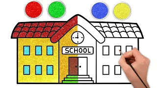 How to Draw A School | Learn School Drawing and Coloring for Toddlers