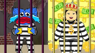 Rich Squid Game VS Poor Huggy Wuggy In Jail - Fat and Thin Challenge | Paper Dolls Story Animation
