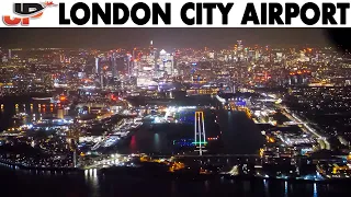 Stunnight Night Views Piloting Fokker 50 into London City Airport