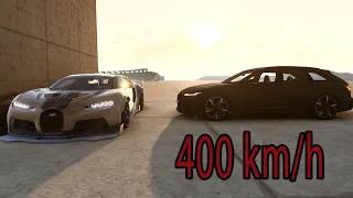 Audi RS6 vs Bugatti Chiron Super Sport! 400 kmh! BeamNG drive