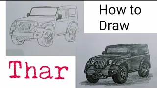 Mahindra Thar Drawing easy || Thar Car video || Manka Drawing