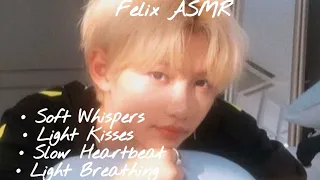 🌙Felix ASMR [boyfriend helping you sleep][Soft whispers][Heartbeat, Kisses & Light Breathing]☁