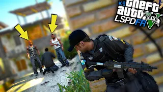 GTA V : MOD POLICIA - FIQUEI CERCADO DENTRO DA FAVELA!! ( MUITOS BANDIDOS )