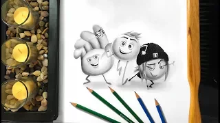 The Emoji Movie Gene Hi 5 Jailbreak  Cover with pencil drawings 2017 | Emojis Drawings