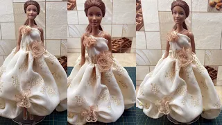 I sew a ball gown for a barbie doll without a pattern, part 3