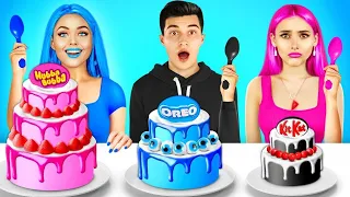 Comida Azul vs Comida Rosa vs Comida Preta | Pratos Grande, Médio e Pequeno por RATATA CHALLENGE