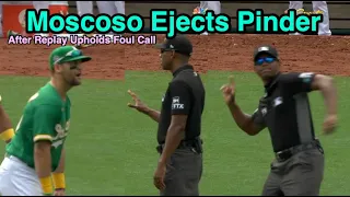 Ejection 161 - Chad Pinder Tossed After Questioning Umpire Edwin Moscoso's Replay-Upheld Foul Call