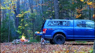 Truck Camping with my Dog and The Worst Storm I've Experienced In the Woods