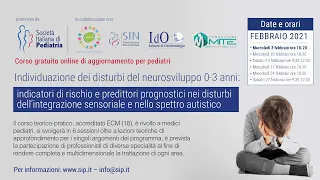 Corso gratuito on line - Individuazione dei disturbi del neurosviluppo 0-3 anni