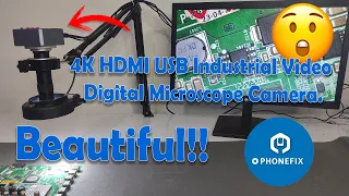 4K HDMI USB Industrial Video Digital Microscope Camera 130X Lens