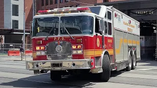Philadelphia Fire Department Engine 29 Rescue 1 & Medic 15 Responding ( Wail,Yelp,Q,Eq,Spare,Horn)