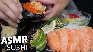 ASMR SUSHI *Black Rice Cone Spicy Salmon & Avocado with Salmon Sashimi No Talking Eating Sounds