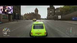 Mr Bean's 1965 Yellow Mini Cooper Driving Around in Forza Horizon 4 | Cheap Steering Wheel PXN v900
