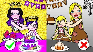 OMG! Mom Still Remembers Your Birthday - Poor Rapunzel VS Rich Raquelle | DIY Paper Dolls & Cartoon