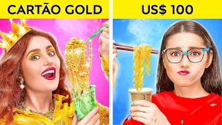 DESAFIO SEM GRANA VS. ULTRARRICO ||US$ 100 vs. Cartão GOLD! Fui adotado por bilionários, por 123 GO!