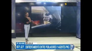 Enfrentamiento entre agentes de la policía y pobladores en Sololá