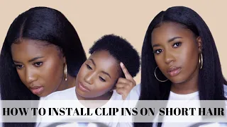 HOW TO INSTALL & BLEND CLIP-INS ON SHORT NATURAL HAIR| CURLS CURLS (Factory Direct)