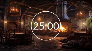 2-Hour Fantasy Focus Pomodoro 🎵 Bard Tavern Music 🎵 25/5 Timer: Cozy Tavern