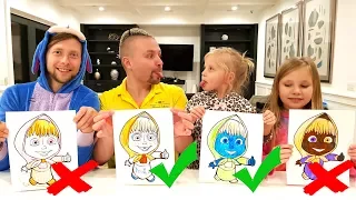 3 МАРКЕРА ЧЕЛЛЕНДЖ с ПАПОЙ / 3 MARKER CHALLENGE w/ our DADDY ! Челленджи от Николь