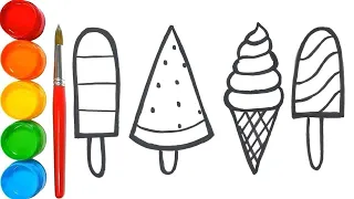 mewarnai, menggambar ice cream warna||drawing ice cream