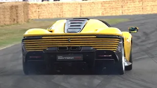 Ferrari SP3 Daytona - Flames, Drifts, Burnouts & Acceleration Sounds!