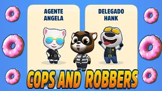 Talking Tom Gold Run COPS AND ROBBERS event Agent Angela vs Deputy Hank vs Roy Raccoon + Lucky Card