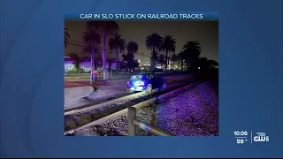 Driver misreads intersection, gets car stuck on train tracks in San Luis Obispo