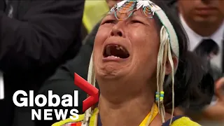 Pope Francis apology: Emotional moment as Indigenous woman sings anguished song in Cree