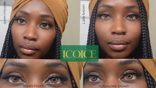 (very realistic) COLORED CONTACTS FOR DARK COLORED  EYES! TRYING ICEOICE NATURAL COLORS COLLECTION