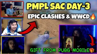 STREAMERS REACTION ON PMPL SAC  DAY-3🔥🇳🇵| Cr7 HORAA GOT GIFT FROM PUBG😍|  PUBGM