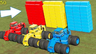 GIANT TRACTOR OF COLORS! BIG BUD Tractors vs BALE WALL! BEST CRASH TEST! FS22