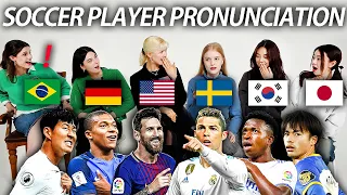 Cristiano Ronaldo Or Lionel Messi ? Football Player Pronunciation Difference!!(BR,US,DE,SE,KR,JP)