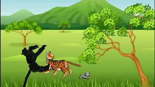tiger vs black Panther animation #drowingcartoon2 #dc2
