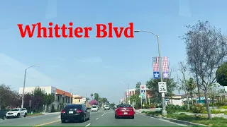 Drive along Whittier Blvd in Whittier, CA (from Calmada Ave to I-605 Freeway)