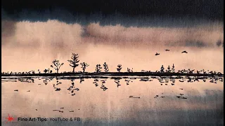 HOW TO CREATE EFFECTS WITH INK AND BLEACH - Painting a Waterscape - Very Easy