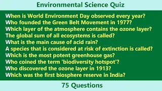 Environmental Science Quiz | World Environment Day Special Quiz | 75 Questions