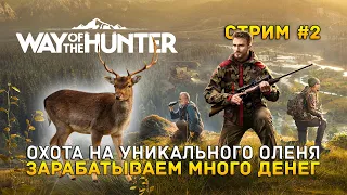 Стрим Way of the Hunter #2 - Охота на Уникального оленя. Зарабатываем много денег