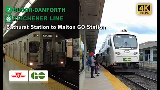 TTC & GO Transit POV Walk: Bathurst Station to Malton GO Station Via Dundas West Station【4K 60FPS】