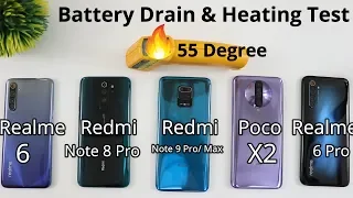 Note 9 Pro Max vs Poco X2 vs Realme 6 Pro vs Realme 6 vs Note 8 Pro Gaming Battery Drain & Heating