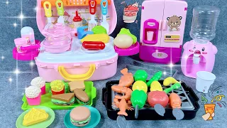 8 minutes satisfaction Unbox Pink Kitchen Toys BBQ Toy Set ASMR Review toys