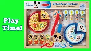 Melissa and Doug Mickey Mouse Wooden Pizza & Birthday Cake Set Play Time